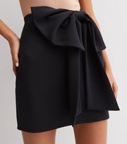 New Look Black Scuba Bow Mini Skirt